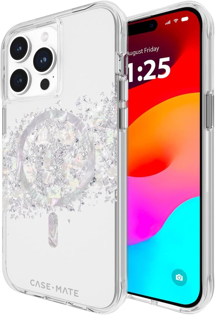 Case-Mate iPhone 15 Pro Max Case for Women - Compatible w/MagSafe - 12ft Drop Protection - 6.7" Stylish Magnetic Case for iPhone 15 Pro Max - Shockproof, Anti-Scratch Phone Cover - Touch of Pearl