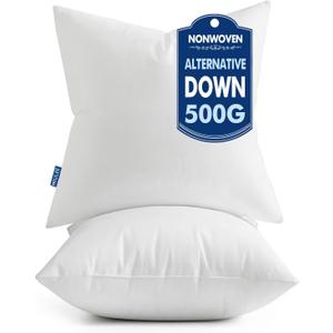 MIULEE Set of 2 Throw Pillow Inserts 18x18 Inches, 100% Virgin Filling Nonwoven Pillow Inserts for Couch Sofa Living Room