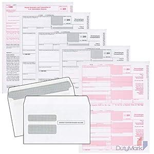 1099-NEC Forms 2020, 3 Part Laser Tax Forms Kit and Self-Seal Envelopes, Pack of Federal/ State Copy's, 1096's –Great for QuickBooks and Accounting Software, 2020 1099-NEC, 10 Pack