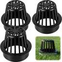 (3-Pack) Calvana 4 Round Atrium Drain Grate Cover, Compatible with NDS 78A, Fits 4 Sewer and Drain Pipe Fittings, Perfect for Small Lawns, Landscaping, Patios, Extra Tough Polyethylene, Black