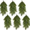 6-Pack Artificial Christmas Teardrop Swag, 25" Faux Norfolk Pine Swag Christmas Greenery Teardrop Wreath for Xmas Door, Mantle, Fireplace, Stairway Indoor Outdoor Holiday Decor