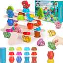 Montessori Dinosaur Toys for Toddlers, Preschool Education Toys for Ages 3 Boys Girls, Wooden Dinosaur Stacking Toys for Toddlers 3-5,Blocks Sorting & Balance Toy, Christmas Birthday Gifts