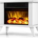DONYER POWER Electric Mini Fireplace Heater, 1500W, 14.5" Fake Fireplace, Indoor Use, White, Quartz, Freestanding, Modern Style, Multimode Switches, Overheating Protection, Easy Operation