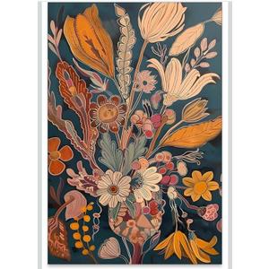 Haitunone Boho Flower Botanical Wall Art Vintage Abstract Floral Poster Midcentury Retro Nature Blossom Plant Painting Canvas Prints for Living Room Gallery Wall Decor 16X24 inch Unframed