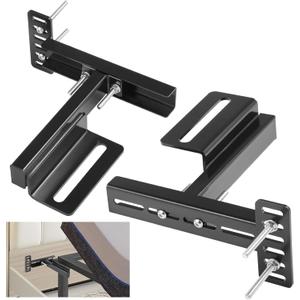 Adjustable Headboard Bracket Kit - Black Metal Bed Frame Wall Mounting Brackets Compatible with Most Bed