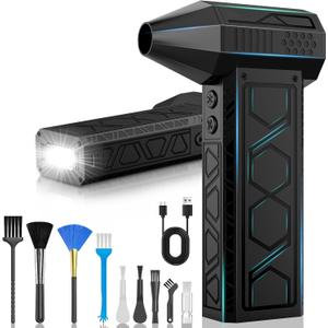 Electric Air Duster with Flashlight,180000RPM Compressed Air Duster Turbo Fan(10000mAh),Multipurpose Jet Fan,Electric Air Blower Duster with Assist Lighting, High-Speed Air Blower with 4 Gear-Black