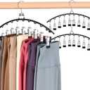 2 x Hendiy Legging Organizer for Closet, Rotatable Pants Hangers 3 Pack w/10 Clips Holds 30 Leggings, Leggings/Shorts/Jeans/Skirts/Pants Hangers w/Rubber Coated, Space Saving Hanging Closet Organizer (Black)