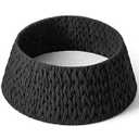 28in Woven Christmas Tree Collar, Chunky Cotton Rope Weave Skirt Basket - Elegant Beige Tree Base Cover for 6ft 7.5ft 9ft Artificial Trees - Holiday Decoration, Natural & Stable(Black)