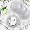 Tanlade 50 Pcs 13 Inch Charger Plates Bulk Round Wedding Chargers Plastic Dinner Plates for Table Setting Wedding Party Decoration (Silver White), Plain Style