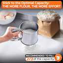 5 Cup Flour Sifter for Batch Baking Easy One-Hand Press, Double Mesh, Comfortable Grip & Dishwasher Safe Large Capacity Flour Sifter Stainless Steel for Powdered Sugar, Cocoa, Pastry & Pancake Mix