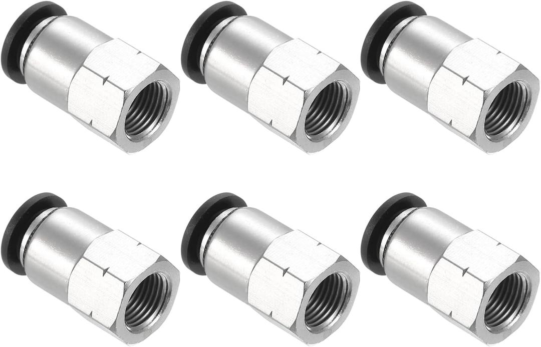 PATIKIL Push to Connect Fittings, 6 Pcs 8mm OD Tube to 1/8 Inch NPT Female Thread Air Line Quick Connect Fittings