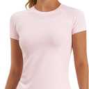 Stelle Women Workout Tops Short Sleeve Seamless Athletic Shirts Yoga Gym Sports Breathable Tees (S)