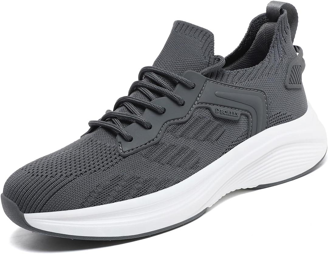 Slip On Casual Walking Shoes Lightweight Breathable Jogger Running Shoes Comfortable Workout Gym Fashion Sneakers for Men Women (Grey)(13 Women/11 Men)