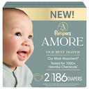 Pampers Amore, Size 2 (10-22 lbs), 186 Count, Our Best Diaper – Hypoallergenic & Fragrance Free, Up to 100% Leakproof, Soft as Cashmere