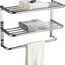 30 Inch Bathroom Shelf 3-Tier Wall Mounting Rack with Towel Bars, Extra Long