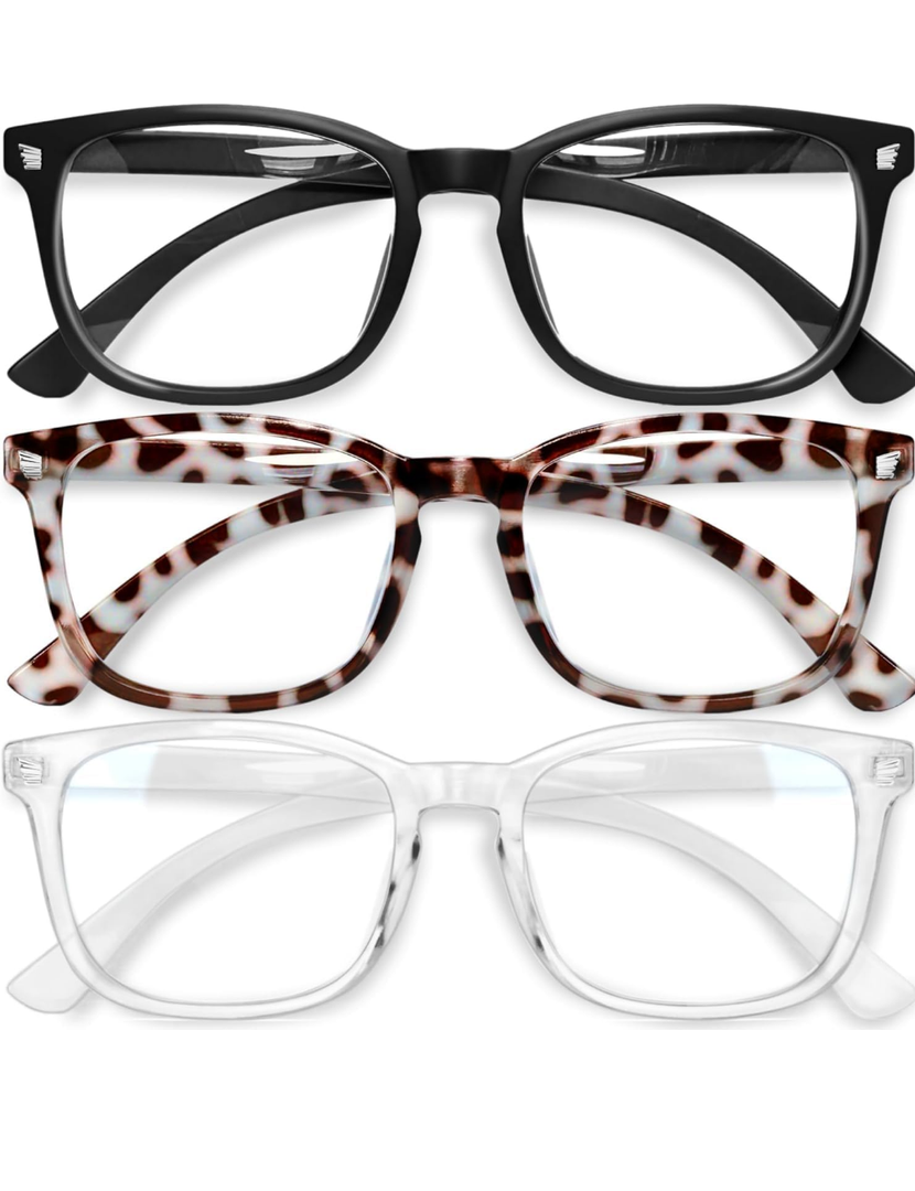 Gaoye Stylish Blue Light Glasses for Woman - Computer Glasses 99% Blue Light Blocking - Lightweight TR90 Frames - 3 pack