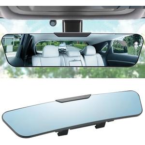 LivTee Anti Glare Rear View Mirror, Wide Angle Panoramic Convex Curve Rearview Mirror Clip on Original Mirror to Eliminate Blind Spot and Antiglare for Cars SUV Trucks