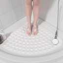 XIYUNTE Large Corner Shower Mat Non Slip - 27.5 x 27.5 Inches Corner Shower Mats for Inside Shower, Non Slip Triangle Shower Mat, Corner Shower Stall Mat with Suction Cups, Machine Washable, White