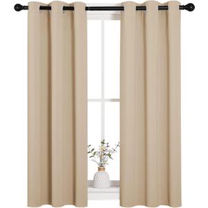 NICETOWN Room Darkening Curtain Panels for Living Room, Thermal Insulated Grommet Room Darkening Draperies/Drapes for Window (Biscotti Beige, 2 Panels, W29 x L45 -Inch)
