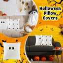 2 Pcs Halloween Pillow Covers 18x18 Inch White Ghost Throw Pillow Cases, Halloween Decorations Spooky Cushion Cover Gothic Couch Case for Holiday Fall Home Living Room Sofa Bed Indoor Outdoor