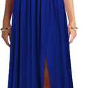 WOOSEA Women Sleeveless Deep V Neck Split Loose Sexy Plain Long Maxi Casual Dress