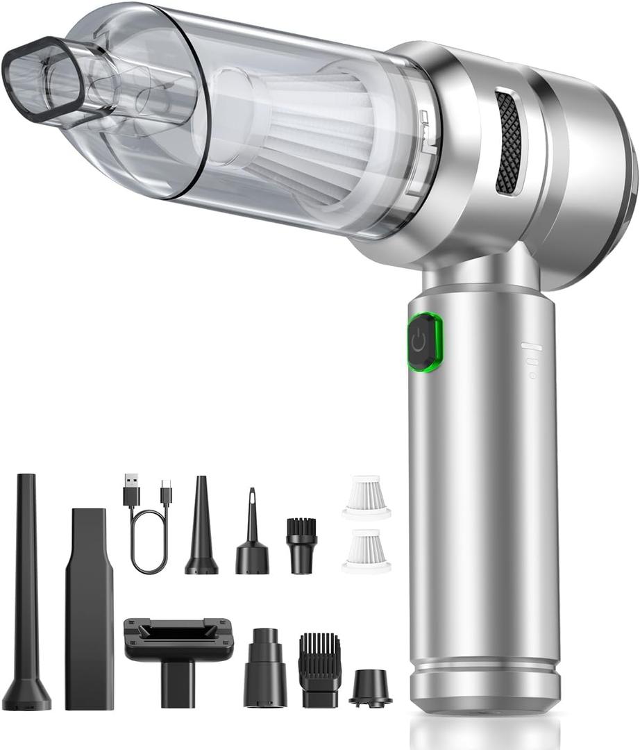 Car Vacuum Type-C Charge,Handheld Vacuum for Home, Office(Light Silver)