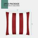 Pack of 2 Outdoor Throw Pillows 18x18 Inch, Water-Repellent & Fade Resistant Patio Pillows with Inserts, All Weather Decor for Patio Furniture Garden Couch Poolside, Red White
