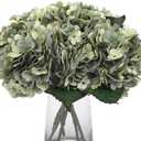 Kimura's Cabin 6pcs Fake White Flowers Artificial Silk Hydrangea Flowers Bouquets Faux Hydrangea Stems for Home Table Centerpieces Wedding Party Decoration (Mint Green)