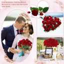 Hananona 50 Pcs Artificial Roses in Bulk, Fake Silk Red Roses Realistic Roses for Wedding Centerpieces Flower Arrangement Home Decor (50, Red)