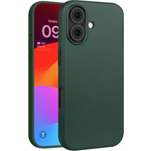 for iPhone 17 Leather Case Compatible with Magsafe, Top Grain Leather, Professional Slim Fit Shockproof, Metal Buttons & Camera Bump Frame Phone Protective Magnetic Cover Green