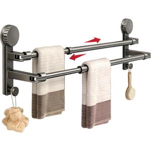 Suction Cup Towel Bar, Adjustable Towel Racks for Bathroom, Suitable for Bathroom Accessories, Kitchen and Hand Washing Station (21.7-39 in)