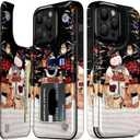 LETO Christmas Wallet Phone Case for iPhone 15 Pro - Flip Folio Leather Kickstand - Credit Card Holder - Shockproof Protective Cover for Women and Girls - Snowman with Deer