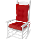 downluxe Indoor/Outdoor Rocking Chair Cushion Set, Tufted Comfortable Cushions for Rocking Chairs with Ties and Non-Slip Backing, Seat 17" x 17" x 3"/Back 21" x 17" x 3", Red, 2 Piece Set