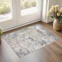 2x3 Entryway Area Rug: Washable Neutral Modern Abstract Small Rug - Non-Slip Low Pile Throw Indoor Carpet for Entrance Kitchen Front Door Mat Bathroom Entry Kids Room - Blue Grey