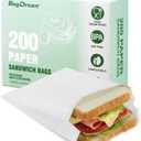 BagDream Paper Sandwich Bags 7.9x6.3x1.96 Inches 200ct Sealable with Thank You Stickers, White Glassine Paper Sack Bags for Sandwich, Food Storage,Treat, Cookies, Burger