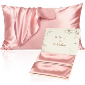 Yanibest Satin Pillowcase, Silk Pillow Cases for Hair and Skin with Zipper, Standard Pillow Cases Set of 2 for 20"x26", Exquisite Packaging for Women Men (Ac-blush Pink)