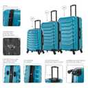 InUSA ENDURANCE Luggage with Spinner Wheels | Spacious Durable Lightweight Hardshell Suitcase, Travel Sets with Handle and Trolley | (20in, 24in, 28in) 3 Piece Luggage Set | Teal