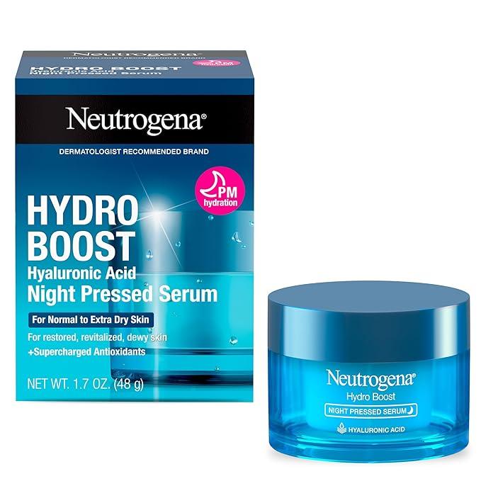 Neutrogena Hydro Boost Night Pressed Serum with Hyaluronic Acid & Antioxidants, Hydrating Face Moisturizer that Restores & Revitalizes Skin Overnight, for Normal to Extra Dry Skin, 1.7 Oz