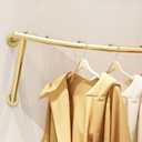 Gold Clothing Rack for Boutiques, Wall Mounted Retail Display Garment Rack for Houseware, Chrome Rolling Racks for Clothes Stores and Commercial