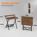 WOHOMO Folding Computer Desk with Adjustable Height, 23.6" x 31.5" x 25.6" Foldable Table with Monitor Stand, Small Office Desk for Bedroom, Space Saving Desk for Home Office, Easy Assemble, Walnut, 23.62"x31.5"