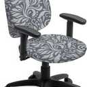 Vintage Vine Office Chair Cover Set 2pcs Stretchable Polyester Computer Chairs Covers Grey Vine and Leaves Washable Slipcover for Universal Desk Rotating Chair Protection (Gray Floral)