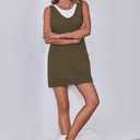 Womens High Roller Overalls Denim Dress Loose Casual Sleeveless Mini Pinafore Jean Romper Skirtall with Pockets (Green)