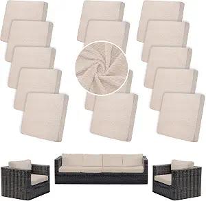SUKAIKEQA 14PCS Patio Cushion Covers,Patio Furniture Couch Seat Slipcovers