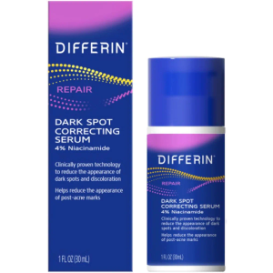 Differin Dark Spot Correcting Face Serum, Dark Spot Correcting Serum by the makers of Differin Gel, Gentle Skin Care for Acne Prone Sensitive Skin, 1 oz 