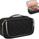 OCHEAL Small Makeup Bag with Zipper Pouch,Portable Cute Travel Makeup Bag Pouch for Women Girls Makeup Brush Organizer Cosmetics Bags with Compartment-Nylon Black