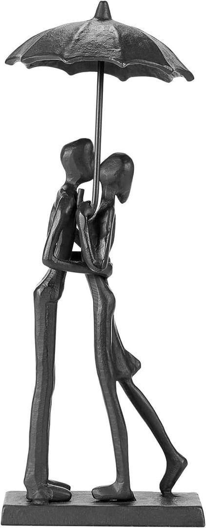 Modern Sculptures Home Decor Affectionate Couple Statue Kissing Under Umbrella Figurine Statues for Bedroom Dcor Hand Sculptures for Living Room Romantic Figurines