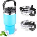 20oz Tumbler with Handle and Flip Straw Lid Double Wall Insulated Travel Coffee Mug Stainless Steel Vacuum Insulated Coffee Tumbler Cup for Hot and Cold Beverages,Leak-proof&BPA-free20oz,Baby blue