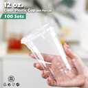 [100 Sets 12 Oz Plastic Cups with Lids, PET Crystal Clear Cups with Slotted Flat Lids, Popular Iced Coffee Cups with lid Never Break & Keep Clean, 12oz Disposable Cup with Cover