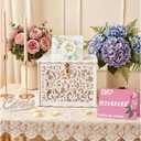 White Wedding Card Box for Receptions, Large PVC Gift Card Box for Wedding, Wedding Card Box with Lock, Cash Envelope Box for Wedding Anniversary Bridal Baby Showers Graduation Birthday Party Decor