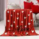 Valentines Day Blanket Throw Gifts Red Heart Pattern for Mom Wife Couch Sofa Bed Decor